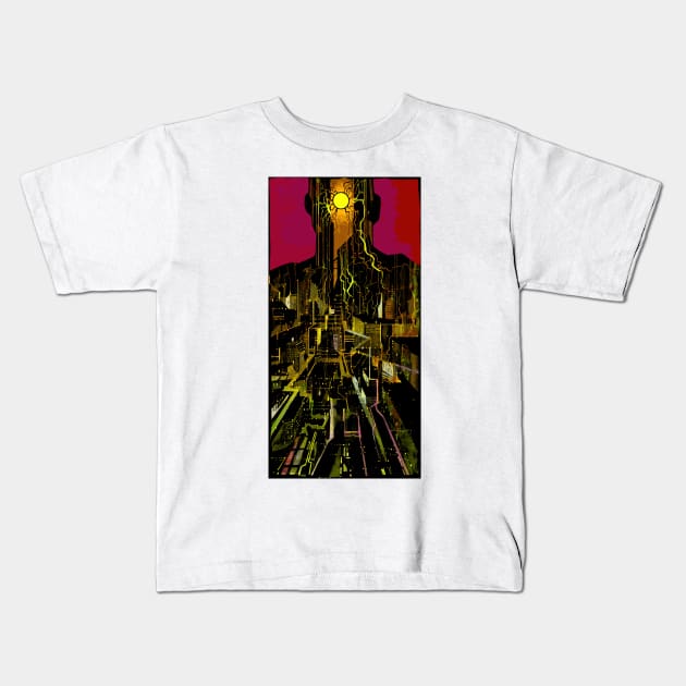 The World (Cyberpunk Tarot) Kids T-Shirt by Joshessel